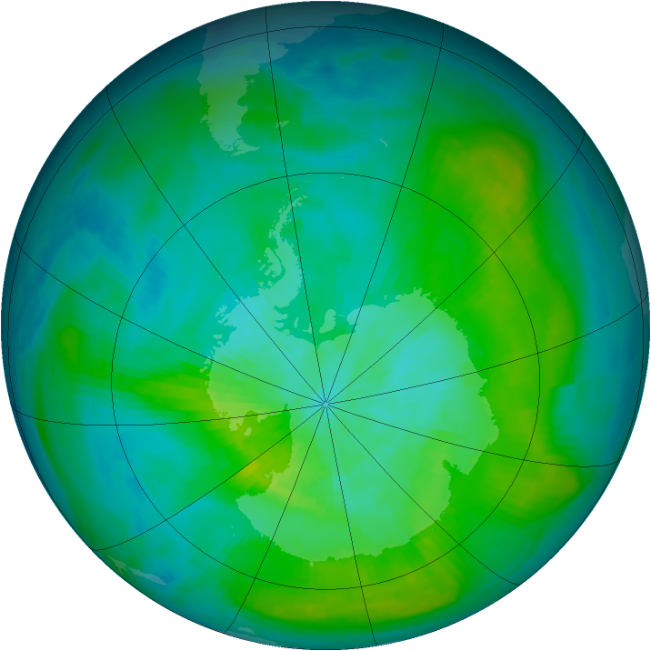 Antarctic ozone map for 05 March 1980